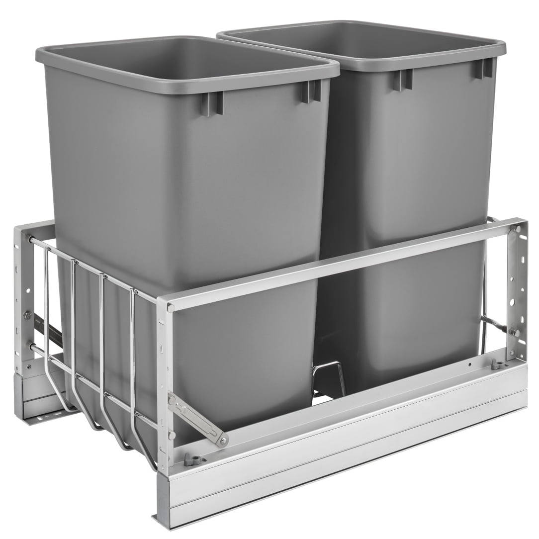 Details about   35 Quart Sliding Double Pull Out Waste Bin Container for Base Kitchen Cabinet 