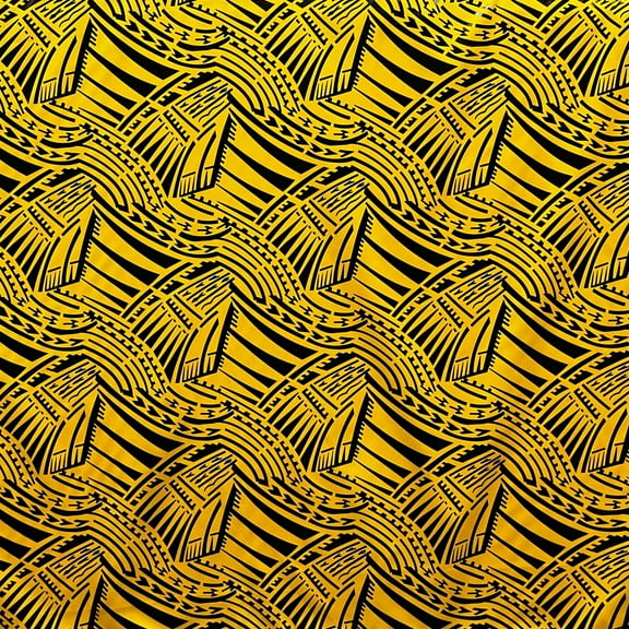 Traditional Polynesian Pattern Fabric | Polyester Foil