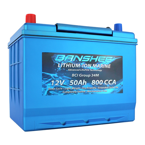 Dual Purpose Deep Cycle Lithium Marine Trolling Battery Group 34 Replaces Optima 34M 800CCA - image 1 of 8