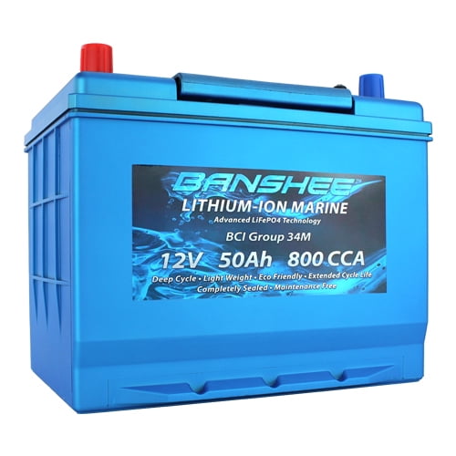 Dual Purpose Deep Cycle Lithium Marine Trolling Battery Group 34 Replaces Optima 34M 800CCA