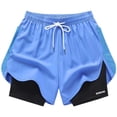 thumbnail image 4 of SOFTCCLO Shorts for Women Solid Color Drawstring Casual Shorts Loose with Lining Summer Womens Shorts Blue XXL, 4 of 10