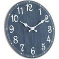 thumbnail image 2 of Reloj de pared, reloj de pared de 10 pulgadas, silencioso, sin tictac, redondo, de madera, rústico, decoración (azul marino), 2 of 5