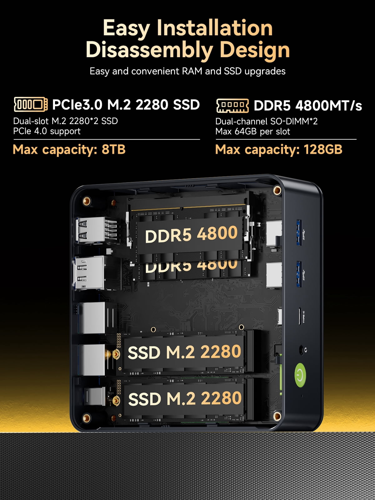 GMKtec M6 Ultra Mini PC, AMD Ryzen 5 7640HS, 16GB RAM 512GB SSD, Mini Desktop Computers, WiFi6E, BT5.2, Office Home Business HTPC, Dual NIC LAN 2.5GbE