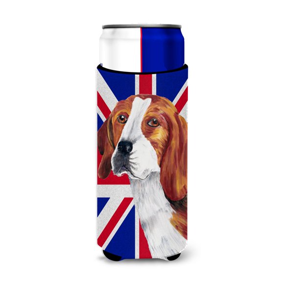Beagle with English Union Jack British Flag Ultra Hugger for slim cans