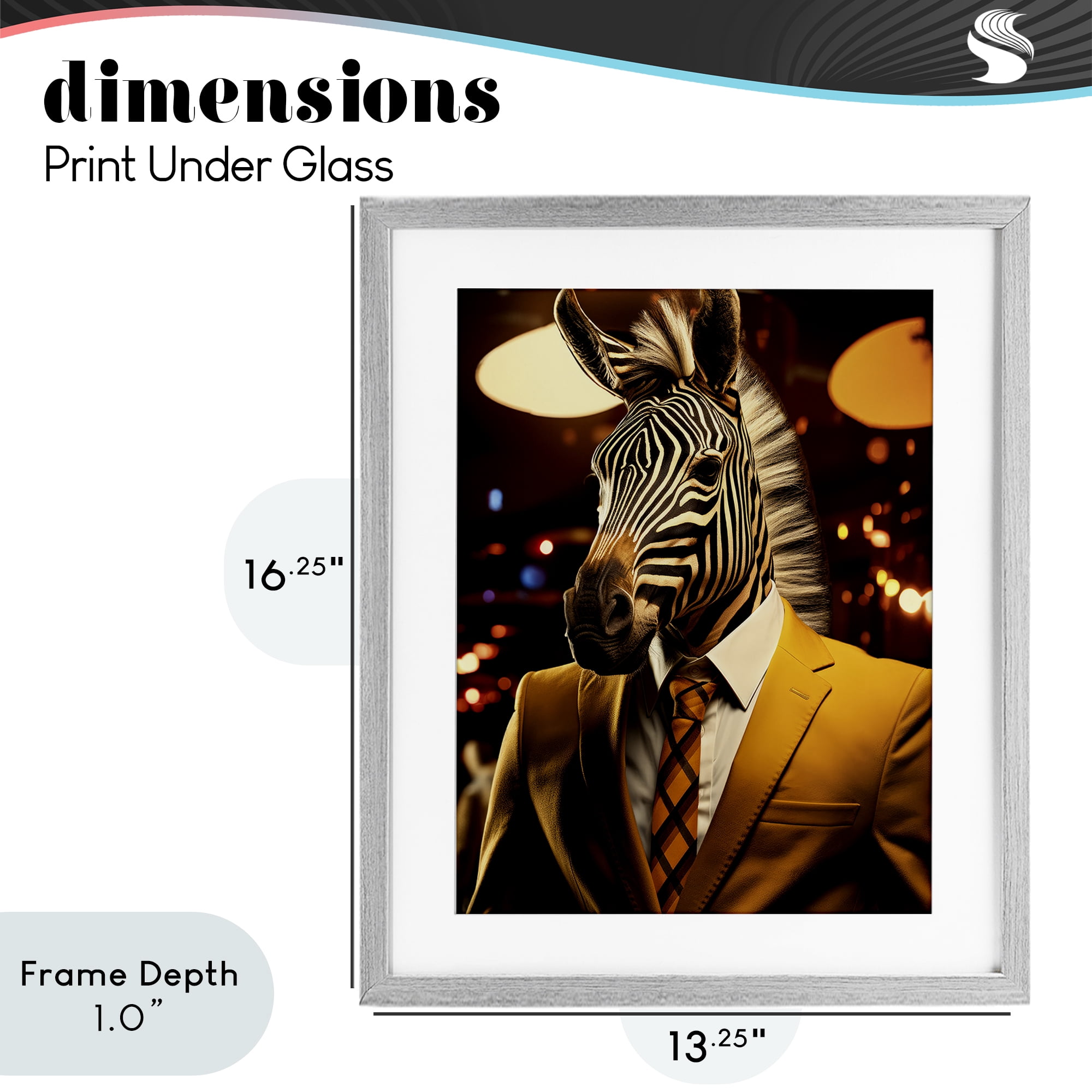 Stupell Industries Trendy Debonair Zebra Gray Framed Print Under Glass, design by Ray Powers