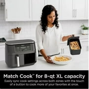 Ninja Foodi 8 qt 2-Basket Air Fryer, Black - DualZone Technology, Smart Finish