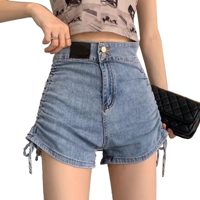Pantalones cortos de verano de cintura alta,Pantalones cortos de cintura alta para mujer Pantalones cortos de verano para mujer Pantalones cortos con cordón lateral para mujer Diseñados con precisión