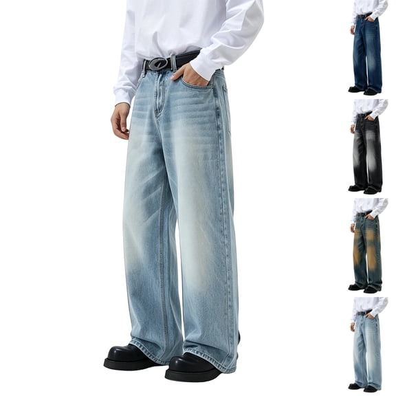 GrmtClth Mens Baggy Jeans Y2K Wide Leg Denim Pants Loose Fit Stretch Vintage Skater Hip Hop Streetwear Trendy Relaxed Fit Grunge Pants XL