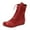 Red, variant on White Women'S Round Toe Flat Boots With Lace-Up Style For Winter Casual Fashion Pu Leather Comfortable And Versatile