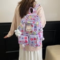 thumbnail image 5 of Weebloom Large School Backpack With Lunch Box Pencil Case For Kids Girls Cute 4Pcs Floral School Bags Set Cartoon Lightweight Travel Daypack Cute Bookbag Middle High School College Purple, 5 of 6