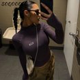 thumbnail image 4 of Camiseta de manga larga con cremallera para mujer, Tops cortos, jersey de cuello alto, ajustado, transhy Grunge, camisetas Base Y2K, camisetas femeninas Sexy, 4 of 4