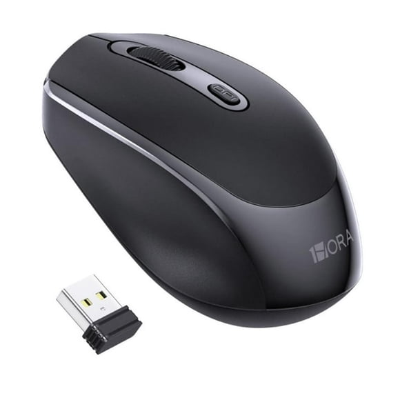 Mouse inalámbrico 1hora receptor USB, 1600 dpi, 3 botones negro