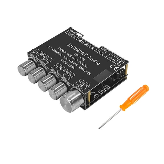 JIAHAOO Bluetooth Audio Amplifier Module 50W 50W 100W 2.1 Channel 5.0 DC 5-26V AUX USB APP Control Treble Bass