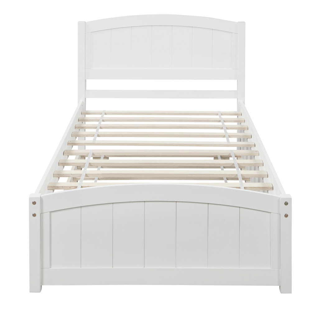 Hassch Twin Size Platform Bed With Trundle, White - image 2 of 8