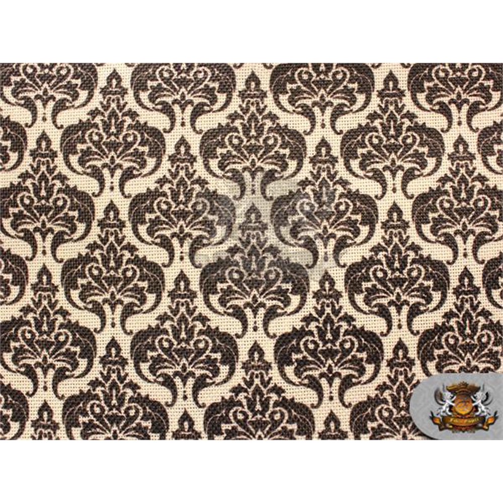 Burlap Polyester Damask Print Fabric IVORY / 60" Wide / Sold by the