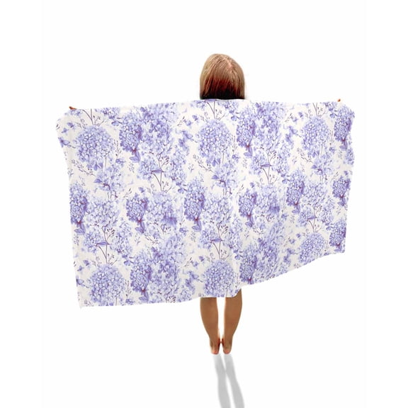 Purple Floral Beach Towels Oversized Super Absorbent, Hydrangeas Flower Spring Summer Botanical Lightweight Bath Towel Quick Dry Sets For Bathroom/Pool/Rv Camping/Beach Play/Gym Room/Picnic 31"x62"