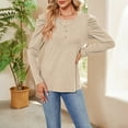 thumbnail image 4 of Yuyuzo 2023 Tunic Tops for Women Rufffle Long Sleeve Round Neck Solid Color Shirts Fall Solid Color Tops, 4 of 6
