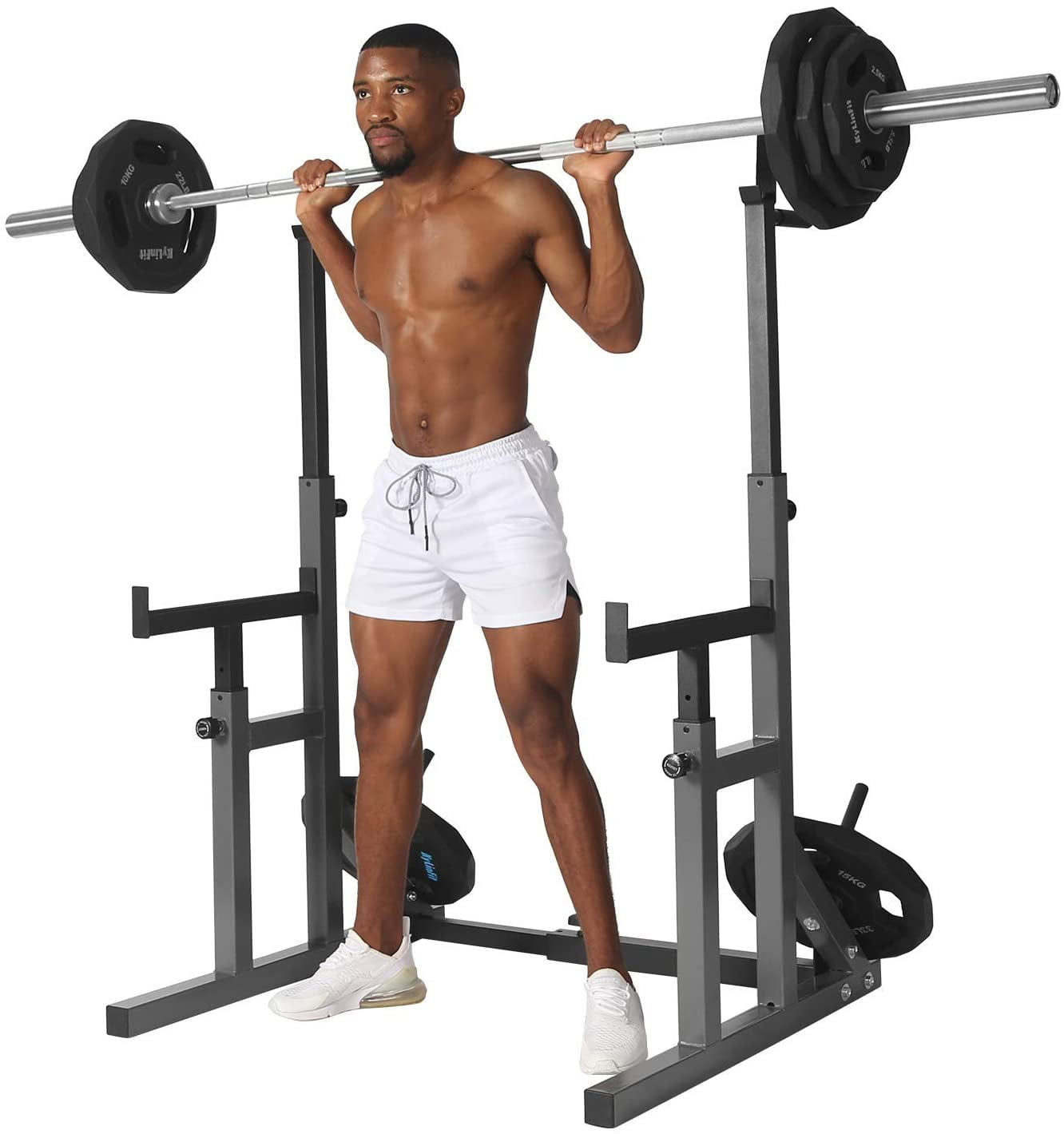 Heavy Duty Adjustable Squat Rack Dip Stand Barbell Power Weight Lifting Home Gym 