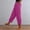 Hot Pink, variant on Women's Cotton Linen Asymmetrical Hem Pants Elastic Waist Casual Summer Beach Vacation Lounge Wear Cropped Trousers Loose Fit Hot Pink L