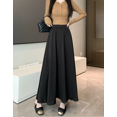 thumbnail image 3 of Vestido largo de cintura alta en forma de A, falda de satén sedoso para mujer, temporada de primavera, cintura ligeramente ajustada, falda grande y ancha, 3 of 5