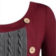 thumbnail image 4 of IMENGL Grande Taille Col Rond Manches Longues patchwork Uni Tricot Asymétrique, Rouge 2TG, Taille G-5TG, 4 of 5