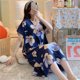 thumbnail image 1 of Camisón de seda de algodón para mujer, pijama de verano de manga corta con estampado de dibujos animados, estilo de talla grande, suelto, de seda de algodón, ropa de casa fina, 1 of 6