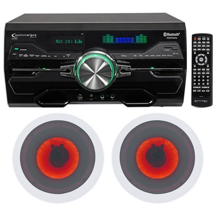 Technical Pro DV4000 4000w Home Theater DVD Receiver 6.5" LED Ceiling Speakers