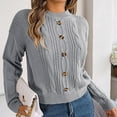 thumbnail image 6 of Lovskoo 2024 Sweaters for Women Trendy Pullover Long Sleeve Round-Neck Blouse Knit Tops Gray, 6 of 6