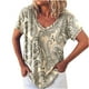thumbnail image 1 of Moda Mujer Verano Camisetas de manga corta Estampado con cuello en V Blusa informal Tops Fridja  hjk5420, 1 of 8