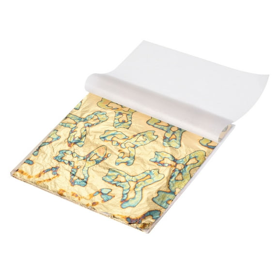 Uxcell 50 Pcs Gold Leaf Sheets 5.5" x 5.5" Imitation Gold Foil Sheets with Pattern for Crafts,Picture Frames,Nails and DIY Arts Decoration,Gold Leaves