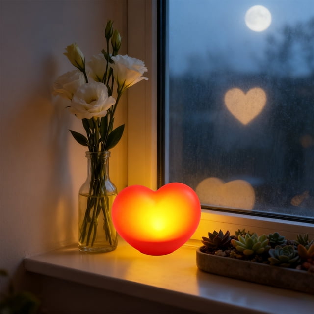CaiYueKe Heart Shape LED Night Light Romantic Bedroom Decor Valentine's Day Gift for Couples Warm Ambient Light Battery Operated Festival Home Decoration Table Lamp Mood Light