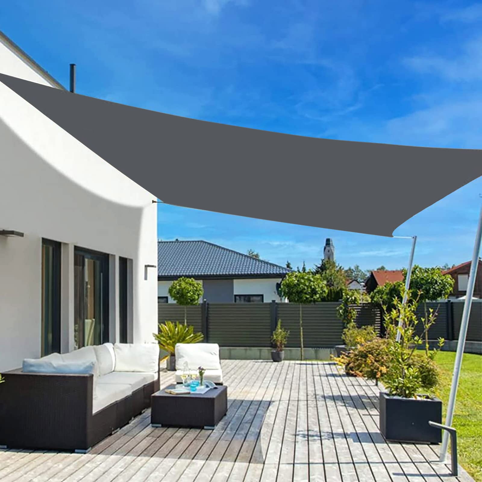 HBBKVI Sun Shade Cloth 79" × 79", Awning for Outdoor Swimming Pool Garden, UV Protection Sun Shade Sail Gray
