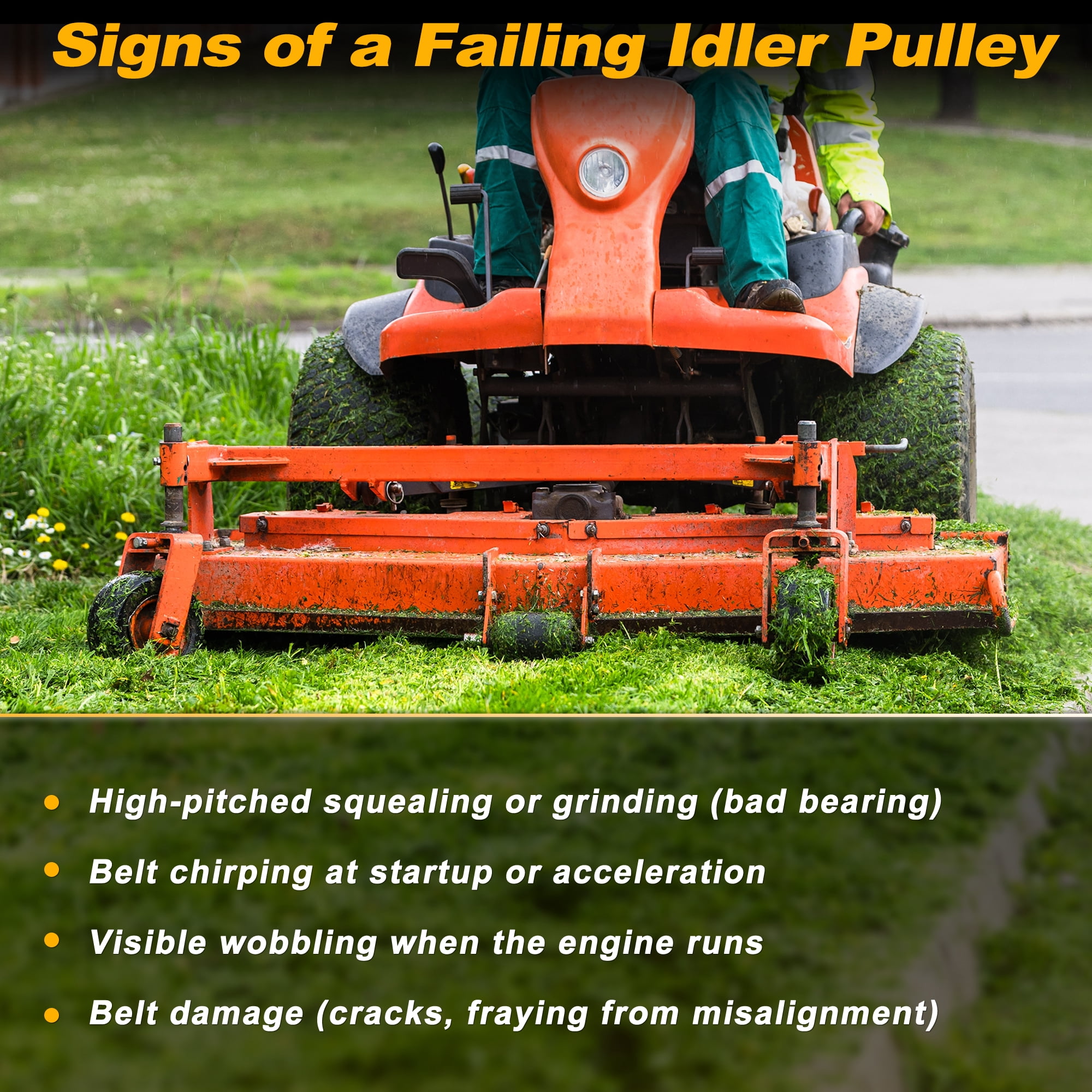 539110311/539110411 Drive Flat Idler Pulley Drive Belt for Husqvarna Z254F Z200 CZ3815 CZ4217 RZ5424 Z5426 Zero-Turn RZ4623 Ride On Lawn Mower for Poulan Pro 460ZX Lawn Tractor