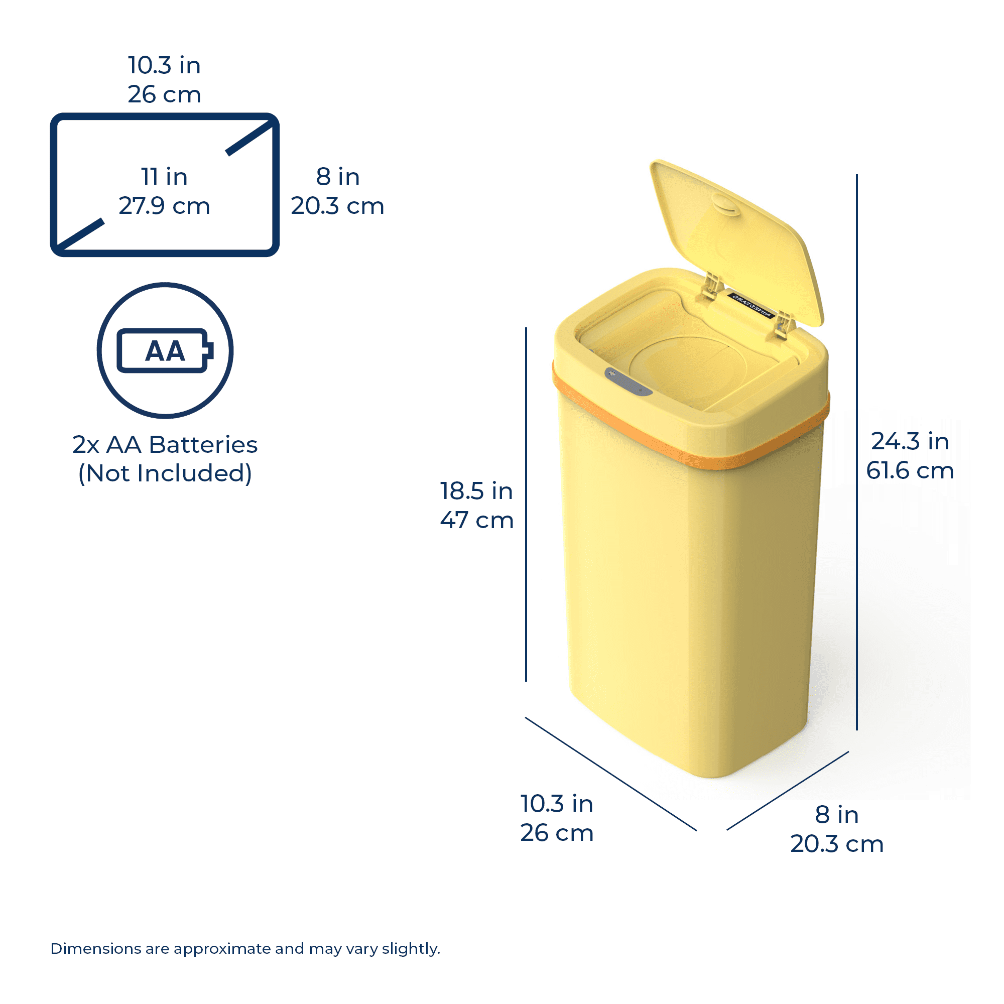 Nine Stars Automatic Nursery Trash Can, 4 Gallon Plastic, Motion Sensor Hands-Free Soft-Close Lid Garbage Bin, Yellow