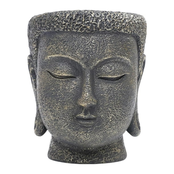 Maceta de resina con cabeza de Buda, estatua ornamental con drenaje 85 cm x 92 cm x 104 cm