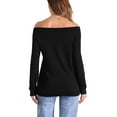 thumbnail image 3 of INSPIRE CHIC Casual Off Shoulder Top for Women's Boat Neck Stretch Long Sleeve Blouse Tops, 3 of 6