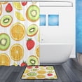 thumbnail image 2 of Bath Curtain & Non-Slip Bath Mat Set 12-Grommet Shower Curtain Memory Foam Bath Rug Sliced Fruit Pattern, 2 of 8