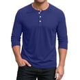 thumbnail image 2 of 3/4 Sleeve Baseball T-Shirts Mens Henley Tops Sport Athletic Jersey Tee Buttons Shirts Dark Blue M, 2 of 5