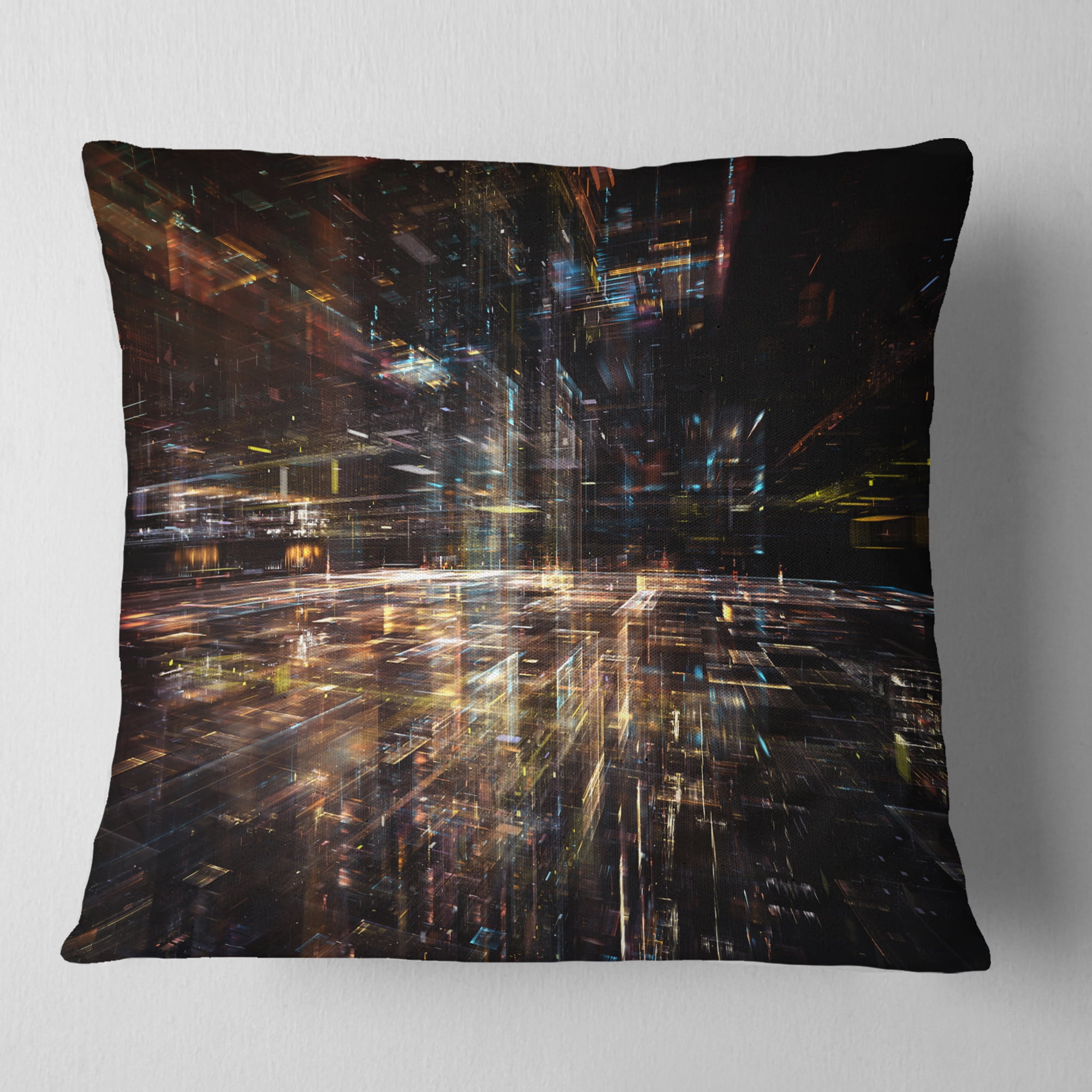 Designart Glow of Technology - Contemporary Throw Pillow - 16x16