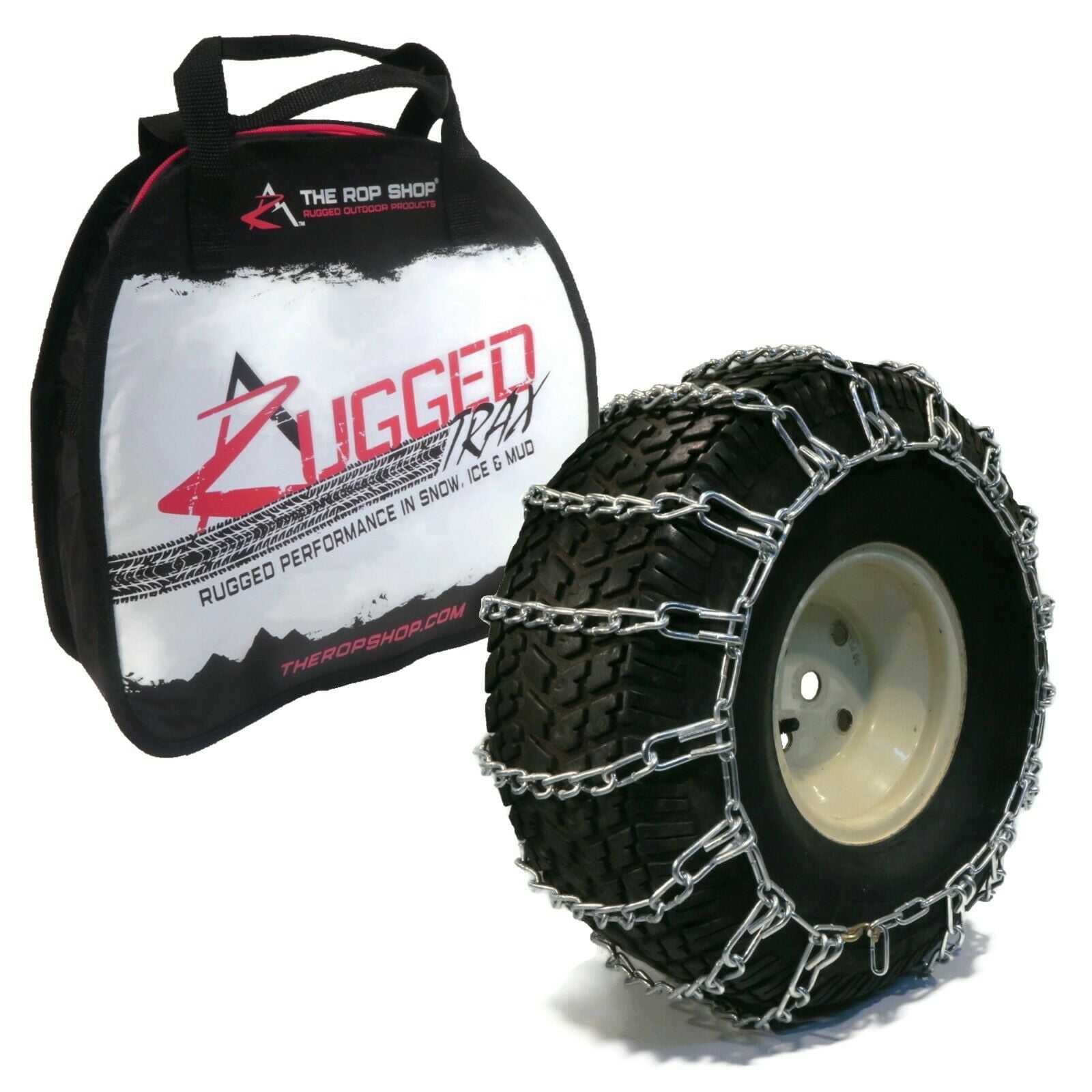 The ROP Shop New Pair 2 Link TIRE Chains 26x12-12 for John Deere Lawn Mower Tractor Rider 