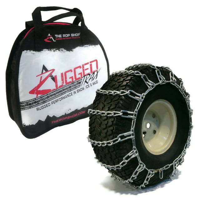 The ROP Shop | 26x12-12 Tire Chains 2 Link John Deere 400 & X Series Lawn Mower Tractor Rider