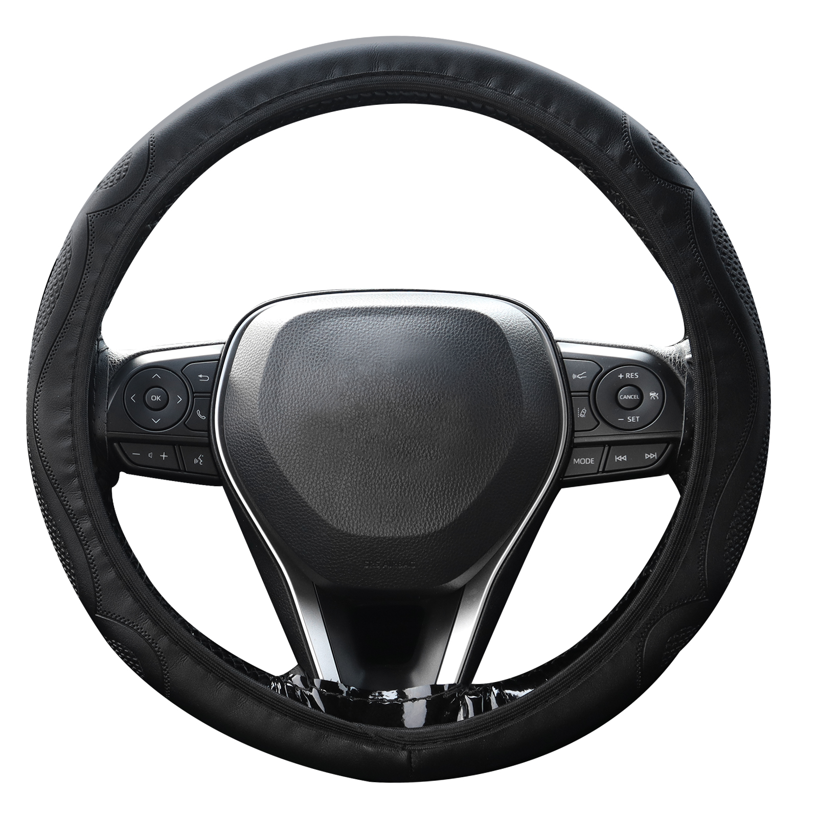 XUKEY Faux Leather Steering Wheel Cover, Black photo 2