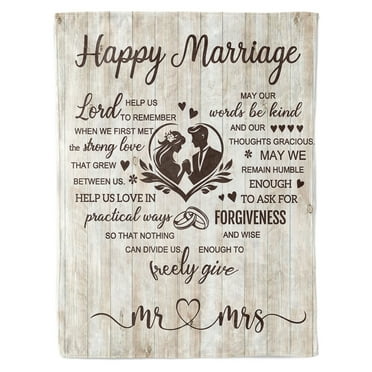 Funnil Wedding Gifts for Couples 2024 Bridal Shower Gifts Anniversary Romantic Gifts for Her, Wedding Gifts for Newlyweds Wedding Throw Blanket 50x60in Beige