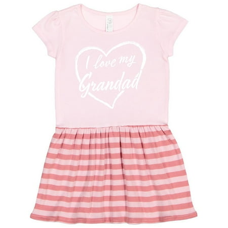 

Inktastic I Love My Grandad in White Chalk Heart Gift Toddler Girl Dress