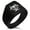 Black, variant on Stainless Steel Zombie Skull Biohazard Needle Stripe Pattern Biker Style Polished Ring