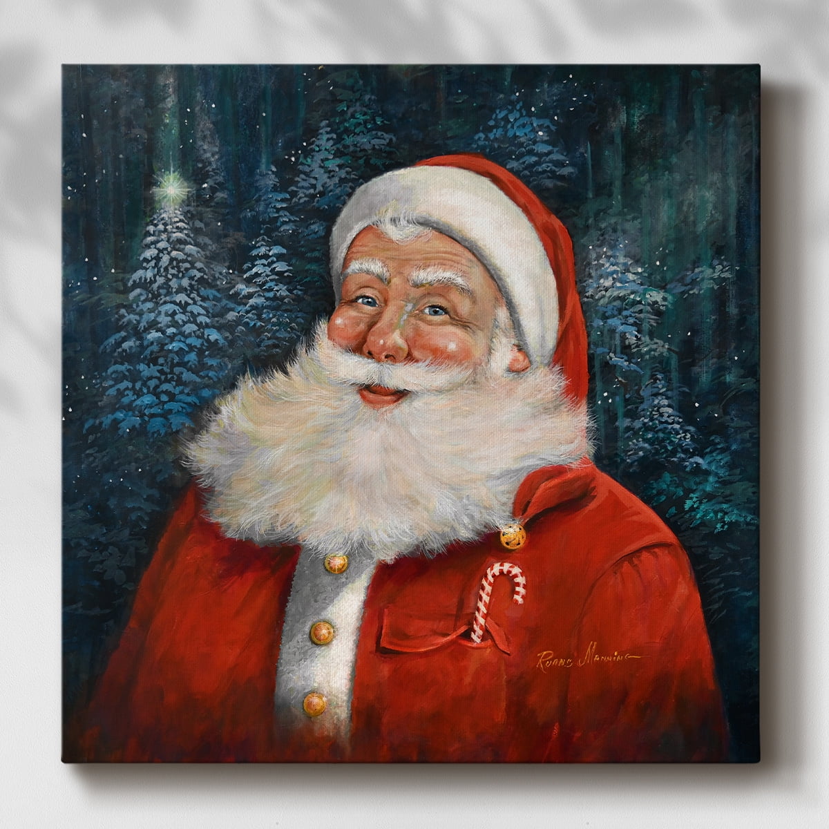 Candy Cane Santa- Gallery Wrapped Canvas