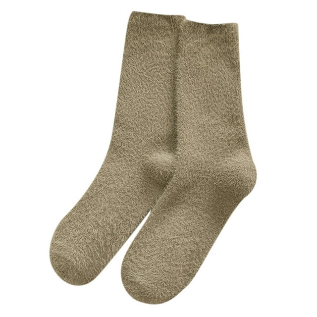 GDREDA Compression Socks Women's Autumn and Winter Solid Color Velvet Thickened Velvet Home Floor Socks Confinement Sleep Socks Mid Calf Socks Brown,One Size