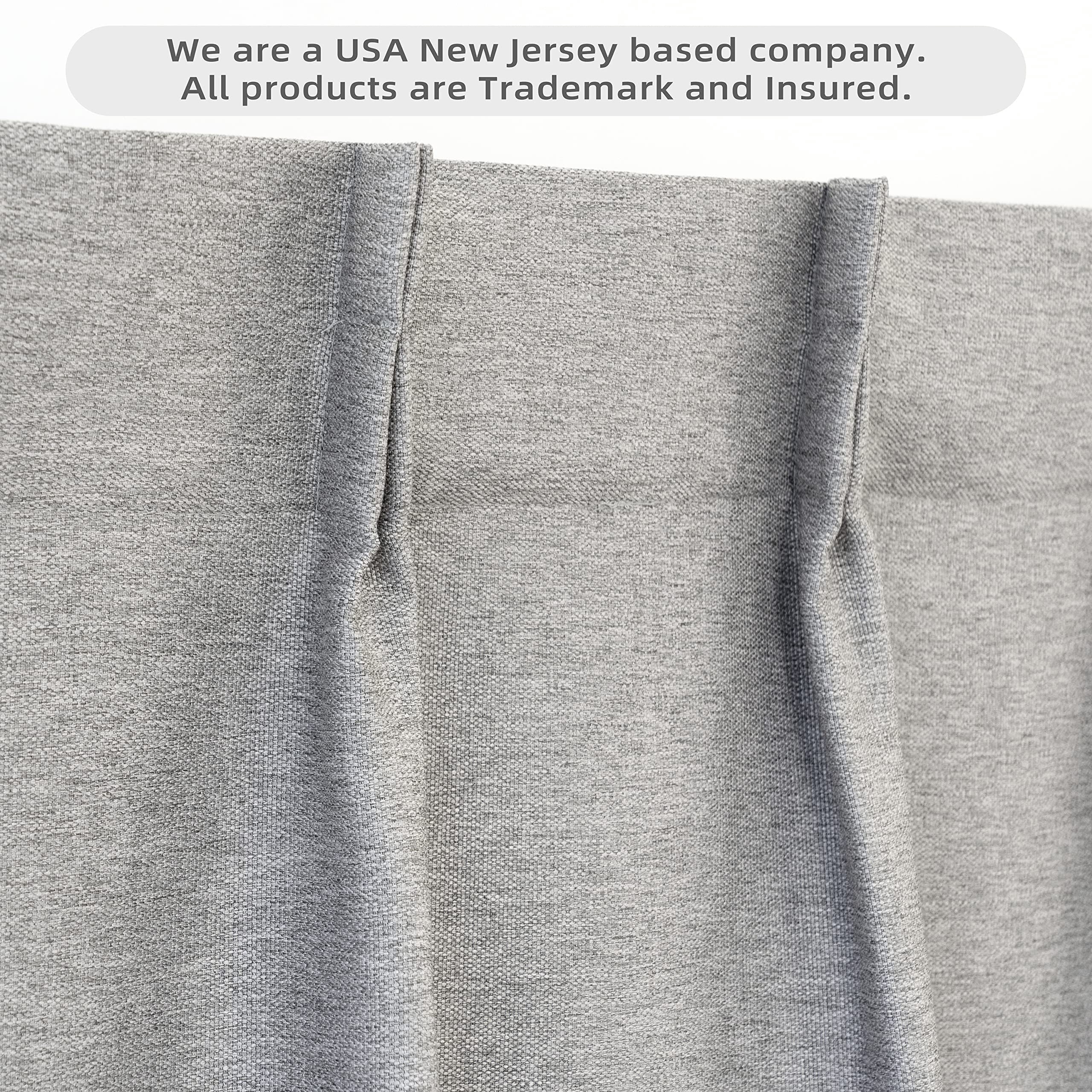 DriftAway Pinch Pleat Valance for Kitchen Window Blackout Faux Linen Textured Solid Gray Valance for Living Room 16 Inch Farmhouse Window Treatment Back Tab 52x16 Gray