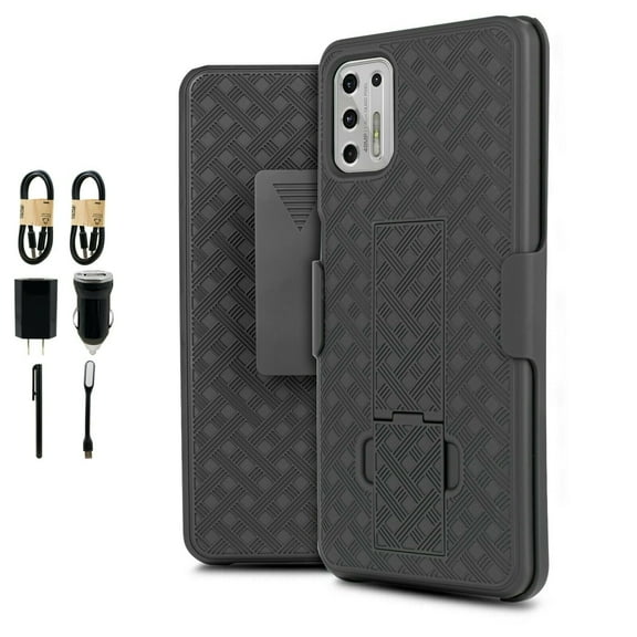 Value Pack ! for Motorola Moto G Stylus 2021 (NOT FIT 2020 Version) with Temper Glass Phone Case 360° Cover Clip Kickstand Holster Hybrid Shock Bumper