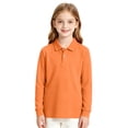 thumbnail image 7 of Kids Polo Shirts Boys Girls School Uniform Long Sleeve Shirt Cotton Collared Tops Soft Casual School Wear Basic Golf Shirt,8-9Y,Orange, 7 of 7